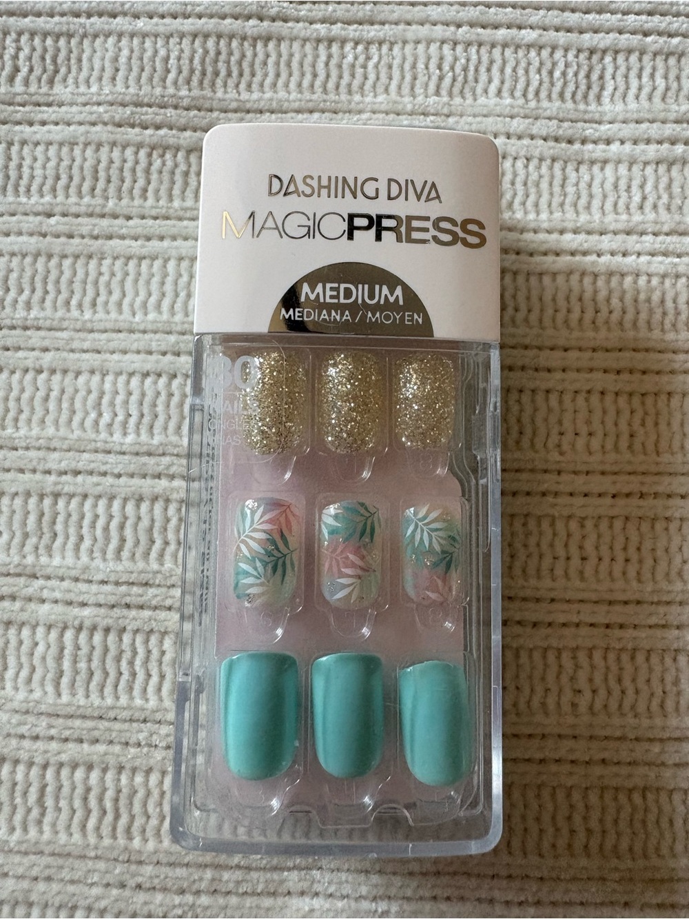 Dashing Diva MagicPress Medium Adhesive Nails - Mint, Floral & Gold